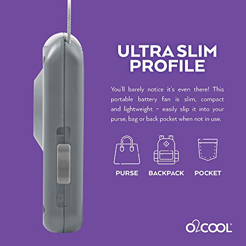 O2COOL Neck Personal Travel Battery Powered Cooling Fan, Single Pack (Gray) - Image 4