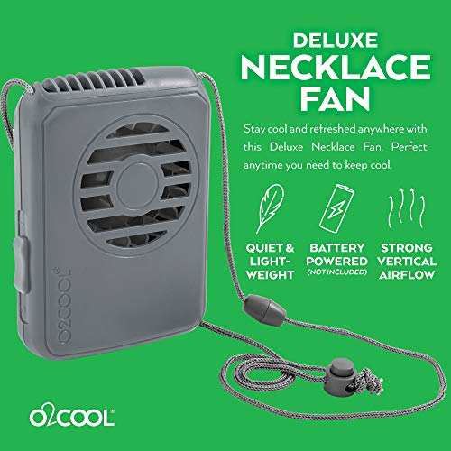 O2COOL Neck Personal Travel Battery Powered Cooling Fan, Single Pack (Gray) - Image 2