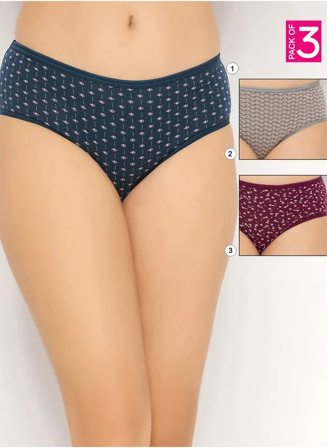 Clovia Clovia Set of 3 - Mid Rise Printed Hipster Panties