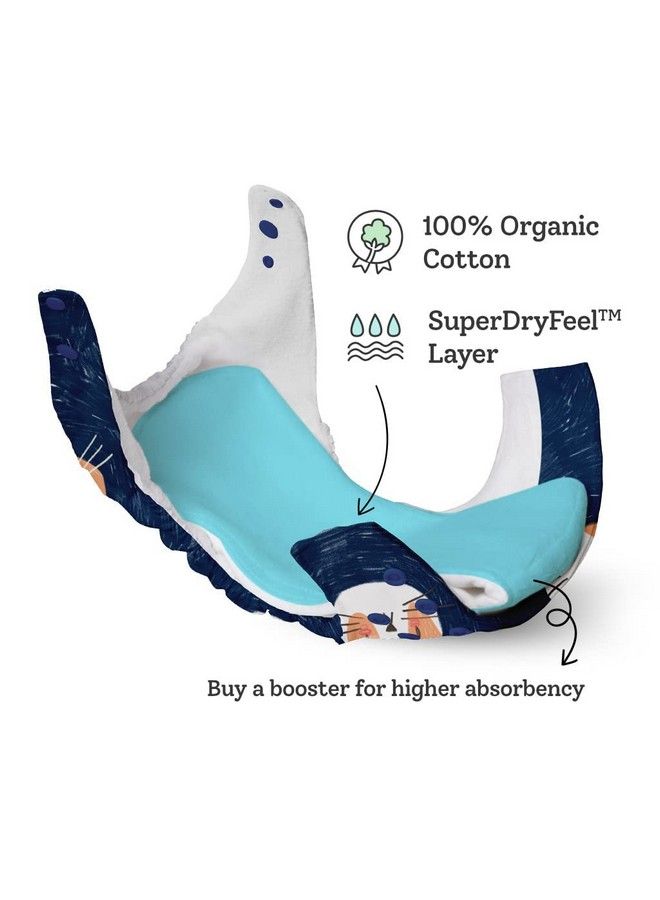 Superbottoms Uno Freesize Cloth Diaper ; Cloth Diaper For Babies 3M To 3Y ; Comes With Cloth Diaper Inserts ; 1 Organic Cotton Soaker + 1 Booster ; Good Cattitude - Image 5