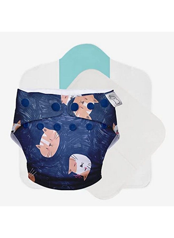Superbottoms Uno Freesize Cloth Diaper ; Cloth Diaper For Babies 3M To 3Y ; Comes With Cloth Diaper Inserts ; 1 Organic Cotton Soaker + 1 Booster ; Good Cattitude - Image 1