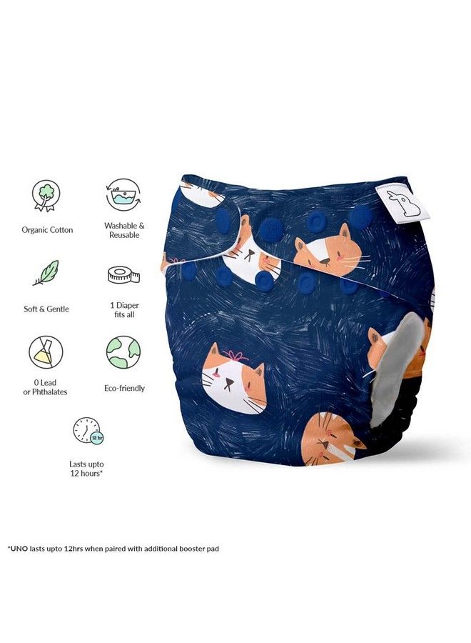 Superbottoms Uno Freesize Cloth Diaper ; Cloth Diaper For Babies 3M To 3Y ; Comes With Cloth Diaper Inserts ; 1 Organic Cotton Soaker + 1 Booster ; Good Cattitude - Image 4