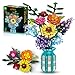 ZONECYTD Flowers Bouquet Toys Building Blocks Set with Vase Roses Sunflower Hyacinth Hydrangea Artificial Plants for Adults Teen Girls Home Office Decor 1853pcs - Image 3