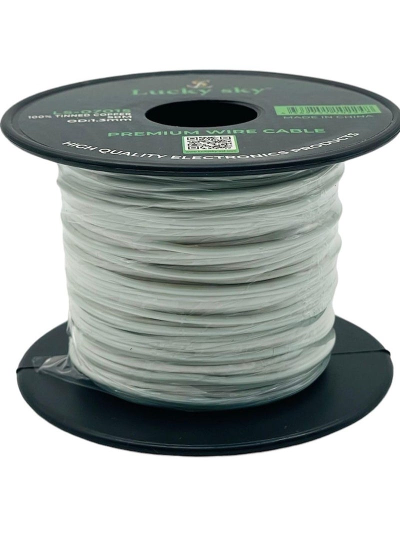 Lucky Sky Hook Up wire 26awg Wire Flexible Silicone Tinned Copper UL1007 Silicone Rubber Insulated White Color 50M 164ft OD:-1.3mm Stranded Hook up Wire. (WHITE)  - Image 1