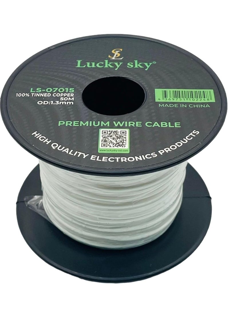 Lucky Sky Hook Up wire 26awg Wire Flexible Silicone Tinned Copper UL1007 Silicone Rubber Insulated White Color 50M 164ft OD:-1.3mm Stranded Hook up Wire. (WHITE)  - Image 3
