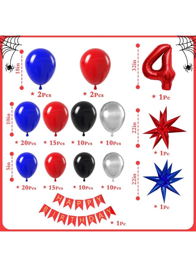 Sllyfo Spider Theme Birthday Decorations Party Supplies Balloon Arch Kit, Spider Theme 4th Birthday Decorations Boys Girls, Spider Theme Birthday Decorations 4 Year Old with Red Blue Balloons - Image 3