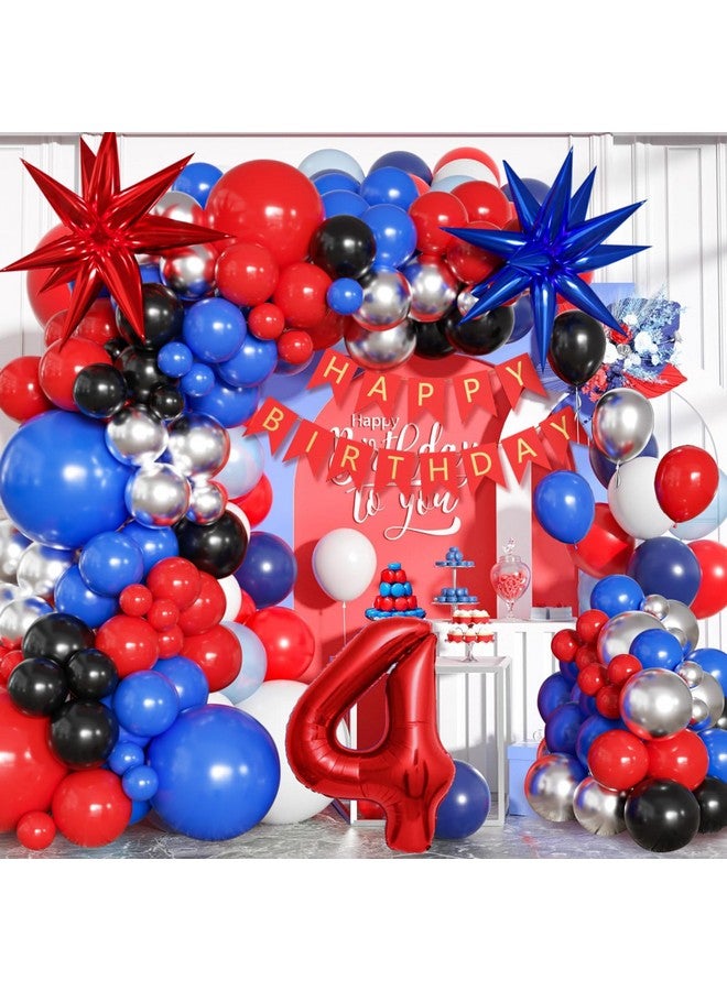 Sllyfo Spider Theme Birthday Decorations Party Supplies Balloon Arch Kit, Spider Theme 4th Birthday Decorations Boys Girls, Spider Theme Birthday Decorations 4 Year Old with Red Blue Balloons - Image 2