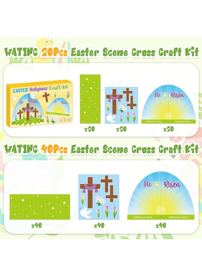 WATINC Easter Cross Craft Kit - Make Your Own He is Risen Scene Standable Diorama Thankful Crafts, DIY Jesus Faith Religious Cross for Classroom Sunday School Church Christian Day Easter Party (40Pcs) - Image 3