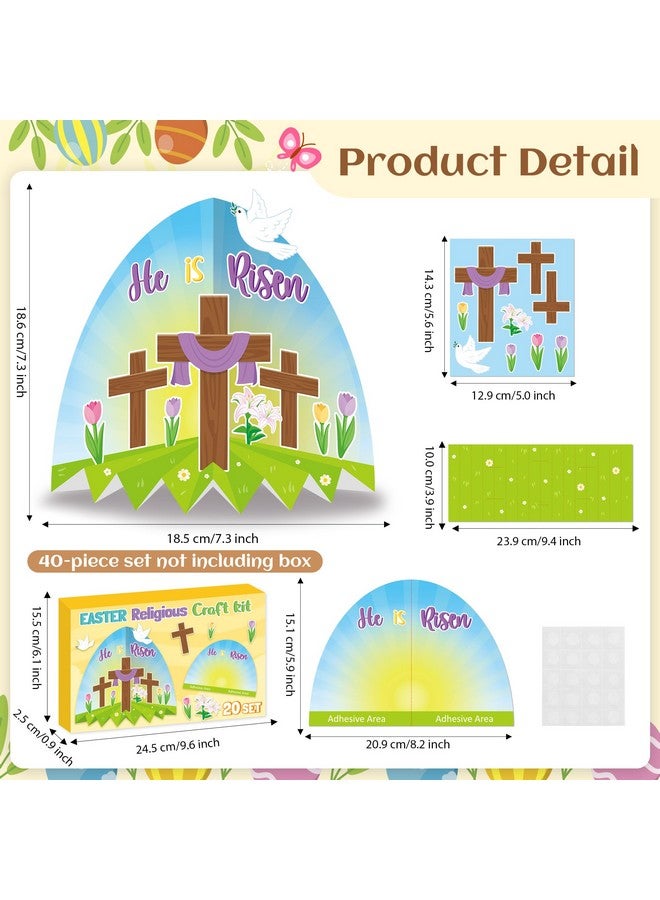 WATINC Easter Cross Craft Kit - Make Your Own He is Risen Scene Standable Diorama Thankful Crafts, DIY Jesus Faith Religious Cross for Classroom Sunday School Church Christian Day Easter Party (40Pcs) - Image 2