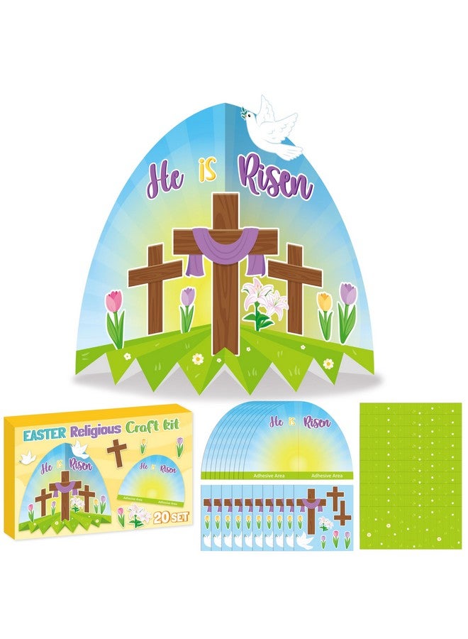 WATINC Easter Cross Craft Kit - Make Your Own He is Risen Scene Standable Diorama Thankful Crafts, DIY Jesus Faith Religious Cross for Classroom Sunday School Church Christian Day Easter Party (40Pcs) - Image 1