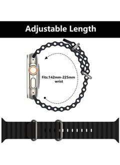 Generic for Apple Watch Band Strap 42mm 44mm 45mm 49mm Ocean Soft Silicone Wristband Sport Replacement Bands with Adjustable Stainless Steel Buckle for iWatch Ultra Series 8 7 SE 6 5 4 3 2 1（Black）  - Image 3
