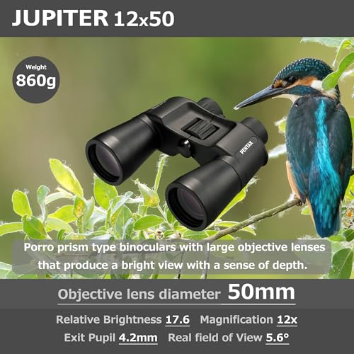 Pentax Jupiter 12x50 Easy Viewing Large Aperture porro Prism Binocular, Black - Image 5