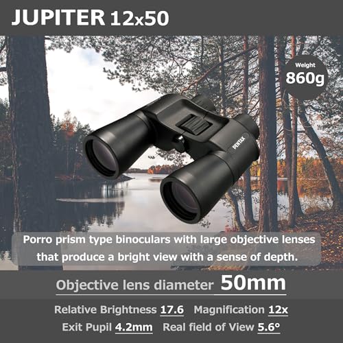 Pentax Jupiter 12x50 Easy Viewing Large Aperture porro Prism Binocular, Black - Image 3