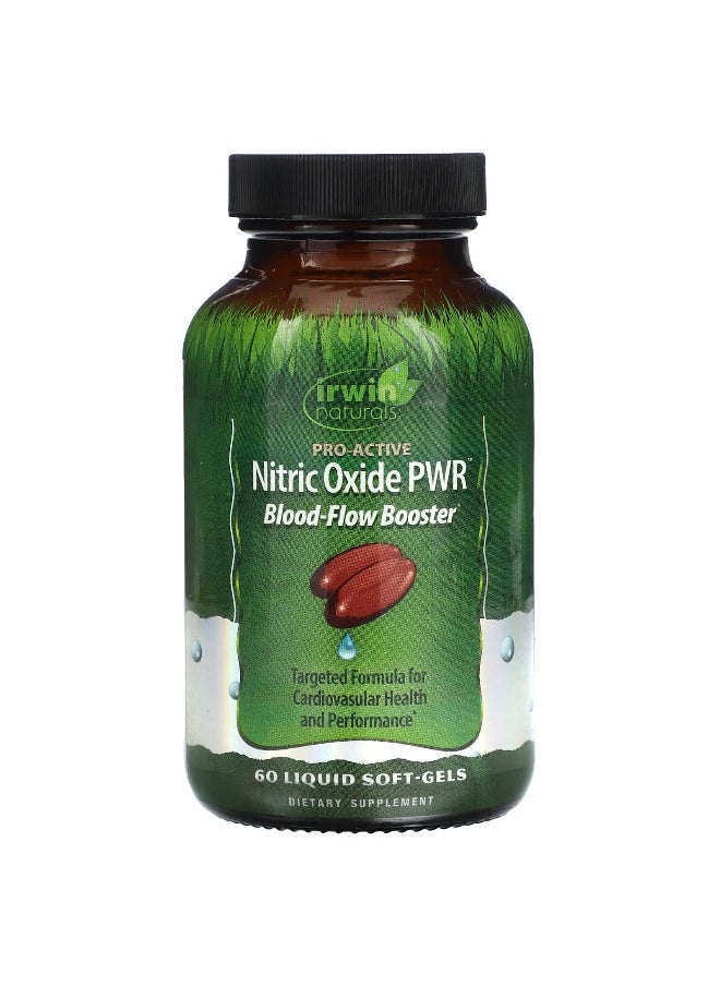 Irwin Naturals Irwin Naturals, Nitric Oxide PWR, Blood-Flow Booster, 60 Liquid Soft-Gels  - Image 1