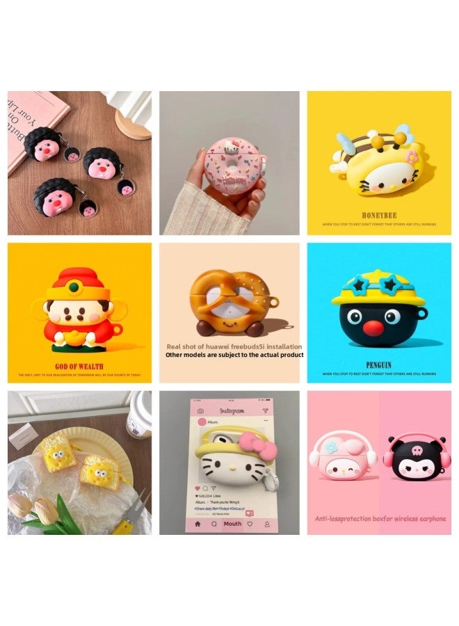 Loquat For HuaweiFreebuds6i Protective Cover Freeclip Ear Clip Pro3 Bluetooth 5 Earphone Case 4e Niche Se2-Color:Hollow Bread With Pendant-Model:For HuaweiFreebuds Se2 - Image 2