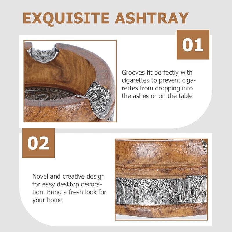 صينية رماد خشب المانجو على شكل فيل، صينية ديكور، حاوية مكتبية كلاسيكية، زينة للمنزل والمكتب - Image 5