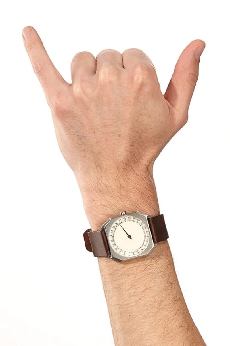 SLOW Jo 17 - Dark Brown Vintage Leather Silver Case Creme Dial Unisex Quartz Watch with Beige Dial Analogue Display and Dark Brown Leather Strap, Beige/Dark Brown, Strap - Image 2