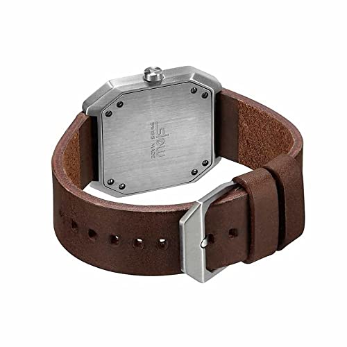 SLOW Jo 17 - Dark Brown Vintage Leather Silver Case Creme Dial Unisex Quartz Watch with Beige Dial Analogue Display and Dark Brown Leather Strap, Beige/Dark Brown, Strap - Image 4