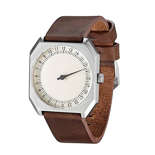 SLOW Jo 17 - Dark Brown Vintage Leather Silver Case Creme Dial Unisex Quartz Watch with Beige Dial Analogue Display and Dark Brown Leather Strap, Beige/Dark Brown, Strap - Image 3
