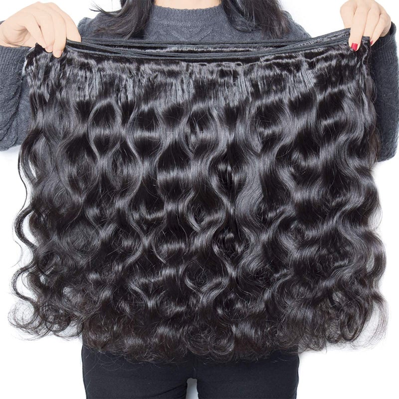 Generous Bundles with Closure Human Hair Body Wave 12 14 16+10 Inch 100% Unprocessed Brazilian Virgin Hair Extensions 3 Bundles with 4x4 Free Part Lace Closure Natural Black - Image 4