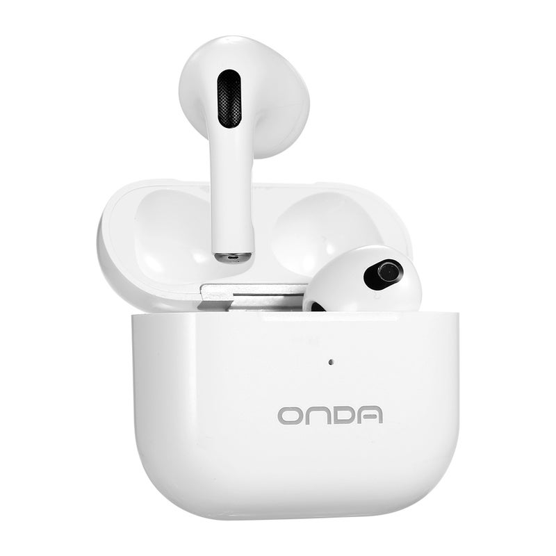 سماعات رأس لاسلكية حقيقية ONDA M4 - سماعات رياضية شبه داخلية - رقاقة بلوتوث 5.0 - مكالمة واضحة - توصيل سهل - تحكم لمس ذكي - لون أبيض - Image 1