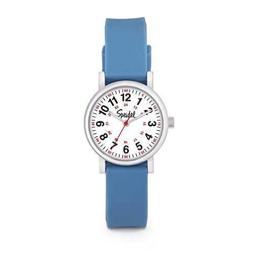 Speidel Scrub Petite Watch for Nurses, Medical Professionals, Mens and Womens Watch with Second Hand Nursing, Nurse Watches for Women Men, Waterproof 12 and 24 hr Time - Blue - Image 1