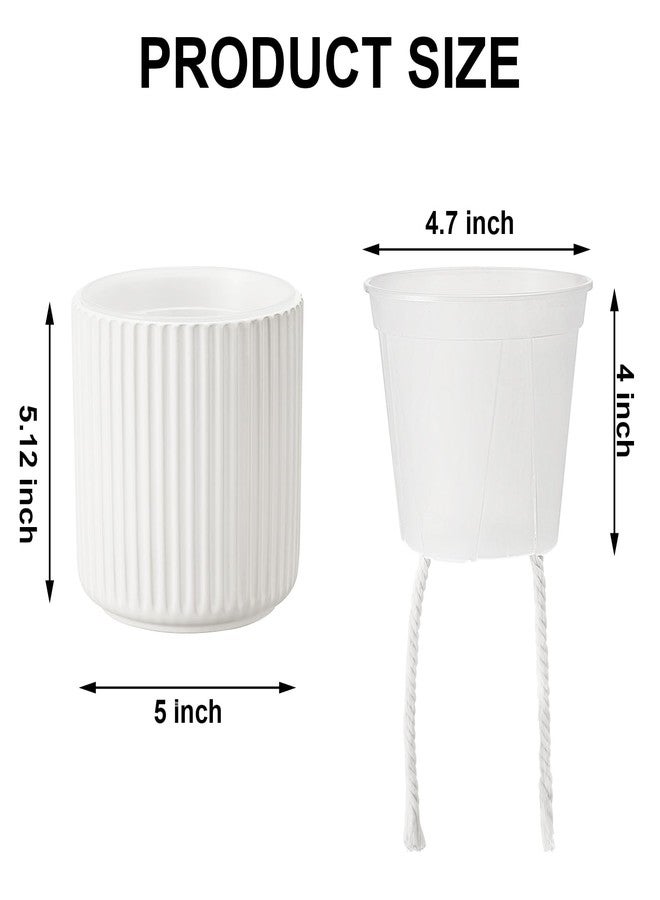 TineDew 2 Pack of 5 inch self Watering Ceramic pots for Indoor Plants with Clear Inner Pot,semi hydroponic pots for leca and pon,Ceramic Plant Pot for Violet and Orchid,Indoor or Outdoor use - Image 2