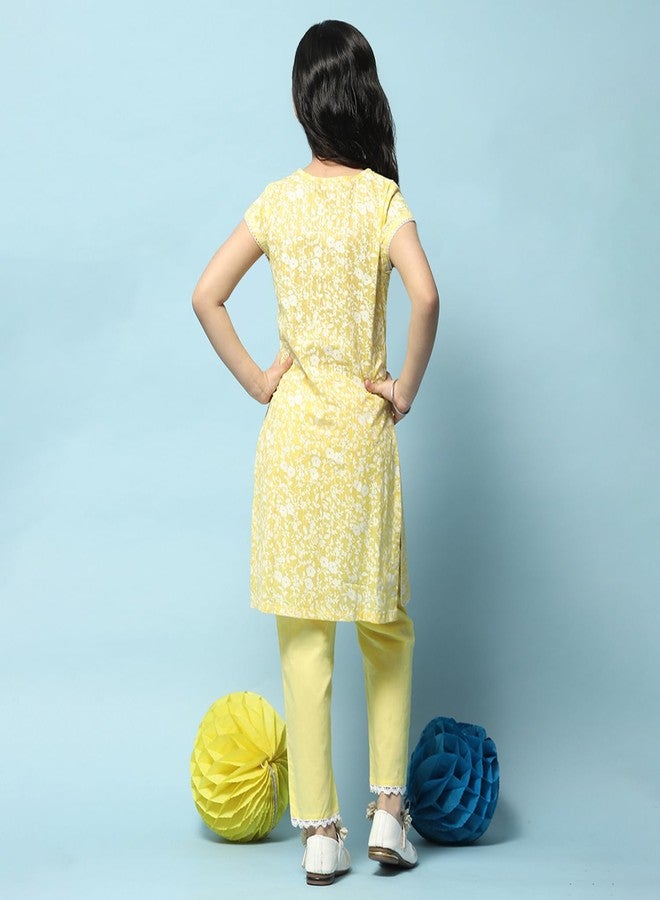 BIBA GIRL PRINTED NARROW KID(KW5169E_LMN YELLOW_11) - Image 3