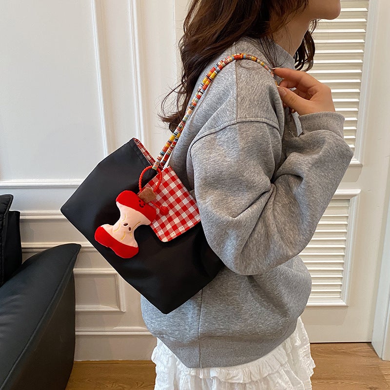 New Women's Shoulder Bag - Quilted Tote with Plaid Contrast - Image 4