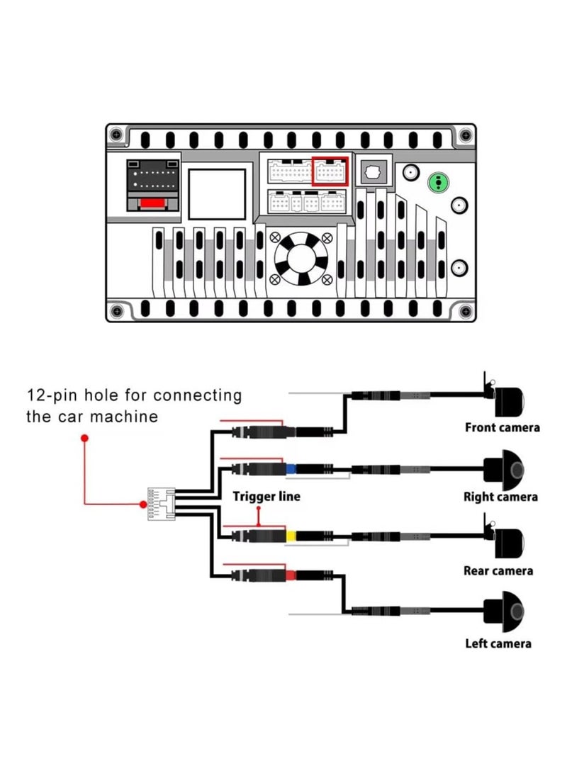 360-Degree Surround View Camera System | Bird's Eye View | 3D Panoramic Display | 4 HD Cameras | 1080P - Image 4