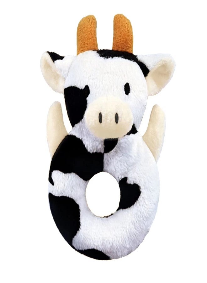 Doindute Baby Cow Soft Rattle Toy, Dairy Cattle Plush Infant Shaker Rattle Easy-Grasp Stuffed Animal Toy, Gifts for Newborns Babies Toddlers Boys Girls, Orange Horns, 6 Inches - Image 1