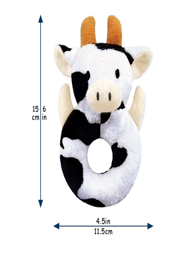 Doindute Baby Cow Soft Rattle Toy, Dairy Cattle Plush Infant Shaker Rattle Easy-Grasp Stuffed Animal Toy, Gifts for Newborns Babies Toddlers Boys Girls, Orange Horns, 6 Inches - Image 3
