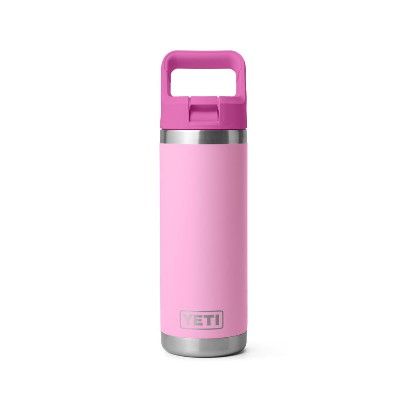 YETI Rambler 18 oz Bottle, Vacuum Insulated, Stainless Steel with Color Matching Straw Cap, Power Pink/Wildflower - Image 1