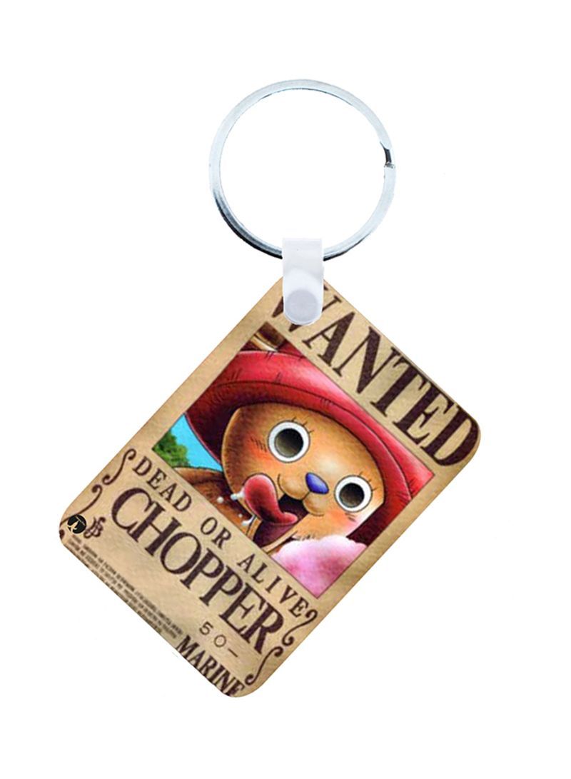 2-In-1 One Piece Printed Keychain And Necklace Beige/Brown/Red