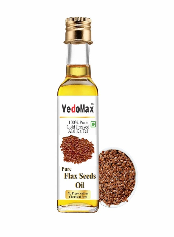 VedoMax Ultra Pure Cold Pressed Natural Virgin Flax Seed Oil | 100% Pure Cold Pressed Natural Virgin Flaxseed Oil |Alsi ka Tel| - (200 ML) - Image 1