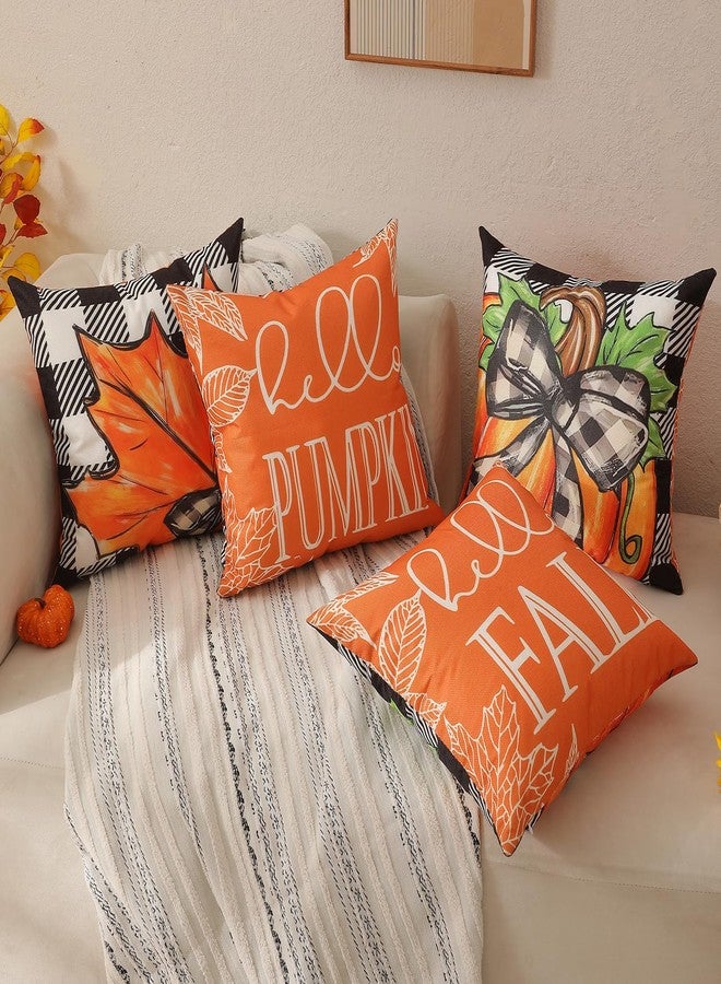 multiwins Fall Decorations Set Of 4 Double-Sided Print Fall Pillow Covers with 8 Cute Different Looks with Autumu Decor, Bright And Colorful, 18" x 18" Soft Linen Throw Pillow Covers for Outdoor & Indoor Use - Image 5