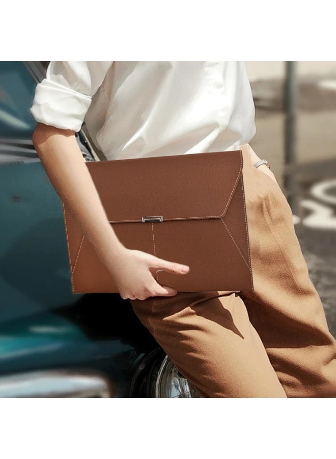 PU Leather A4 Document Holder File Folder, Waterproof Portfolio with 3 Pockets and Magnetic Snap Closure, 33 x 23.7 cm, for Home, School and Office - Image 5