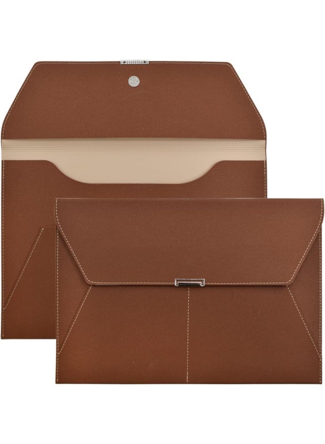 PU Leather A4 Document Holder File Folder, Waterproof Portfolio with 3 Pockets and Magnetic Snap Closure, 33 x 23.7 cm, for Home, School and Office - Image 3