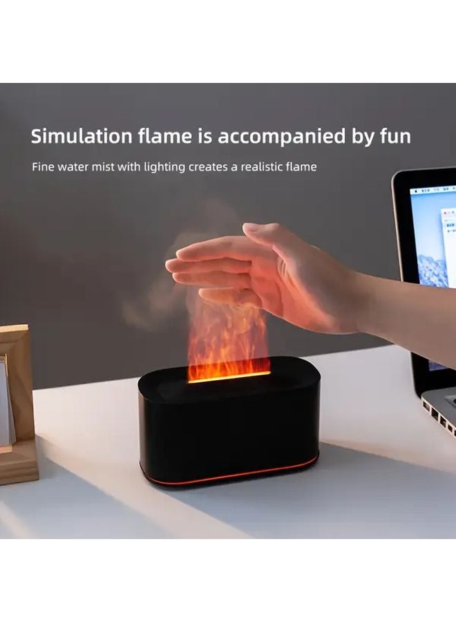 Black USB Flame Aroma Diffuser Humidifier Night Light For Home Office Gift - Image 3