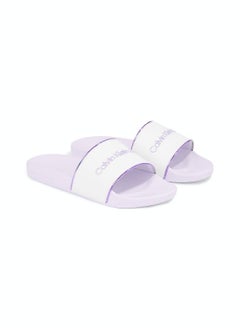 Calvin Klein Jeans Women's Slide Institutional Flip Flops - Polyester, White  - Image 3