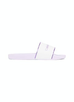 Calvin Klein Jeans Women's Slide Institutional Flip Flops - Polyester, White  - Image 1