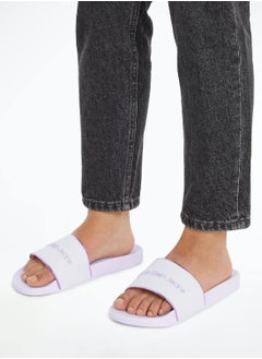Calvin Klein Jeans Women's Slide Institutional Flip Flops - Polyester, White  - Image 2