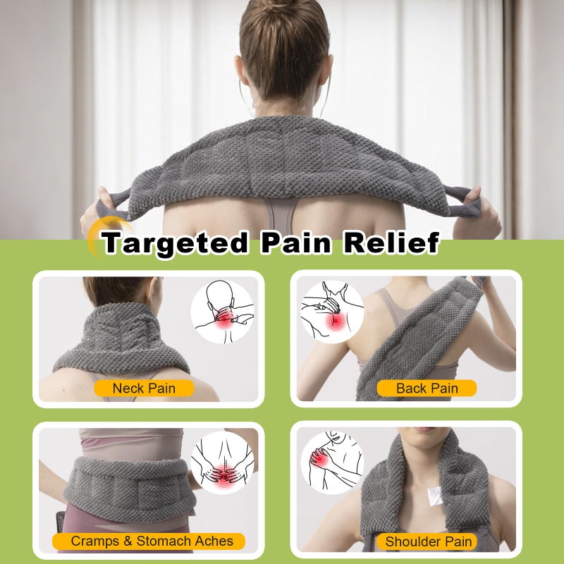 UNCN Long Wide Heating pad for Neck and Shoulders Back 33 * 5.9" microwavable Large Moist Heat Pack Warm hot Compress Neck wrap Weighted Bag Massage Reusable Herbal Nature Calming Portable 1.95Pounds - Image 3
