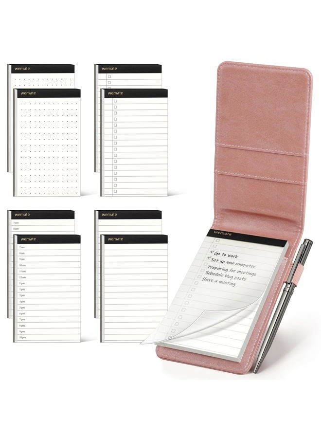WEMATE 10 Pieces Small Notepad Holder Set Pocket Notebook - Included Mini Pocket Notepad Holder Set with 8 Memo Book Refills and Metal Pen for Meetings, Daily Records, and Notes 3 x 5 Inch (Rose Gold) - Image 1