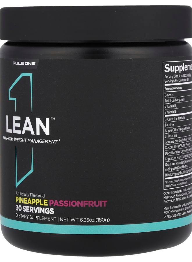 Rule One Proteins ليان™ إدارة الوزن غير المنشطة بنكهة الأناناس و فاكهة العاطفة 6.35 أونصة (180 جرام) - Image 2