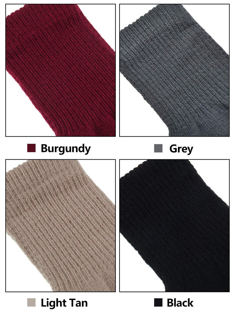 SATINIOR 4 Pairs Winter Fingerless Gloves for Women Half Finger Typing Gloves with Long Wrist Cuff Knit Fingerless Mittens for Women (Black,Light Grey,Light Tan,Wine Red) - Image 2