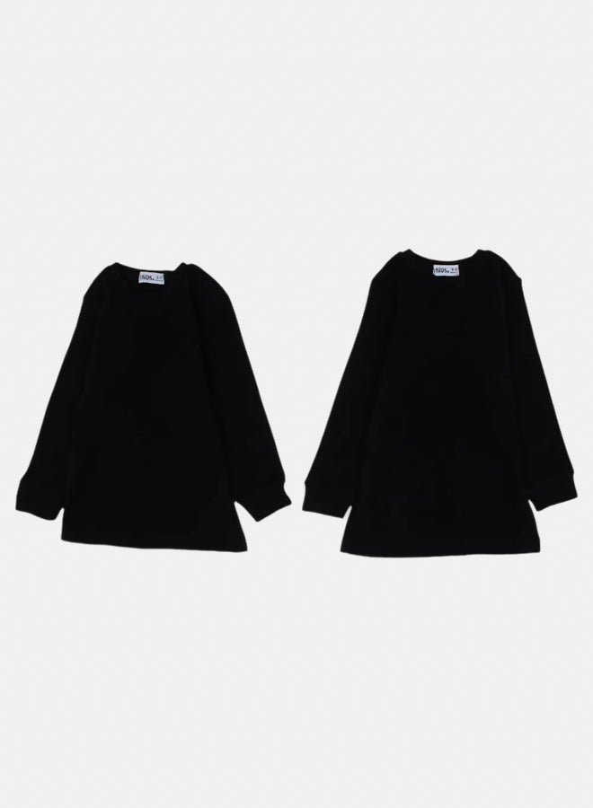 Our kids Pack of 2 – Kids Unisex Ribbed Long-Sleeved Thermal Top Black - Image 1