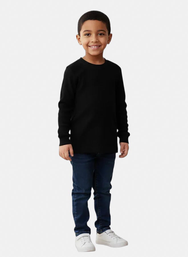 Our kids Pack of 2 – Kids Unisex Ribbed Long-Sleeved Thermal Top Black - Image 3