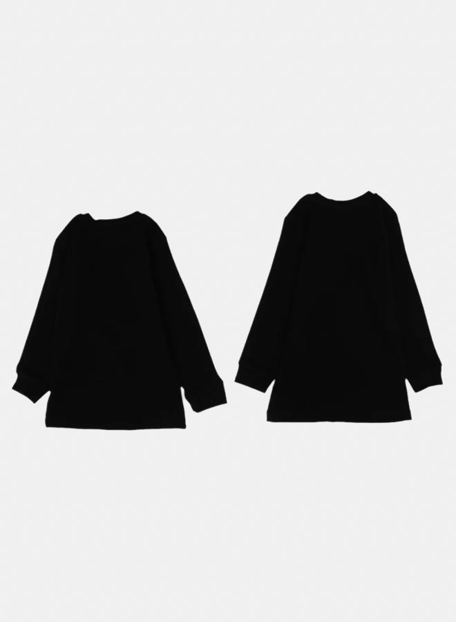 Our kids Pack of 2 – Kids Unisex Ribbed Long-Sleeved Thermal Top Black - Image 2