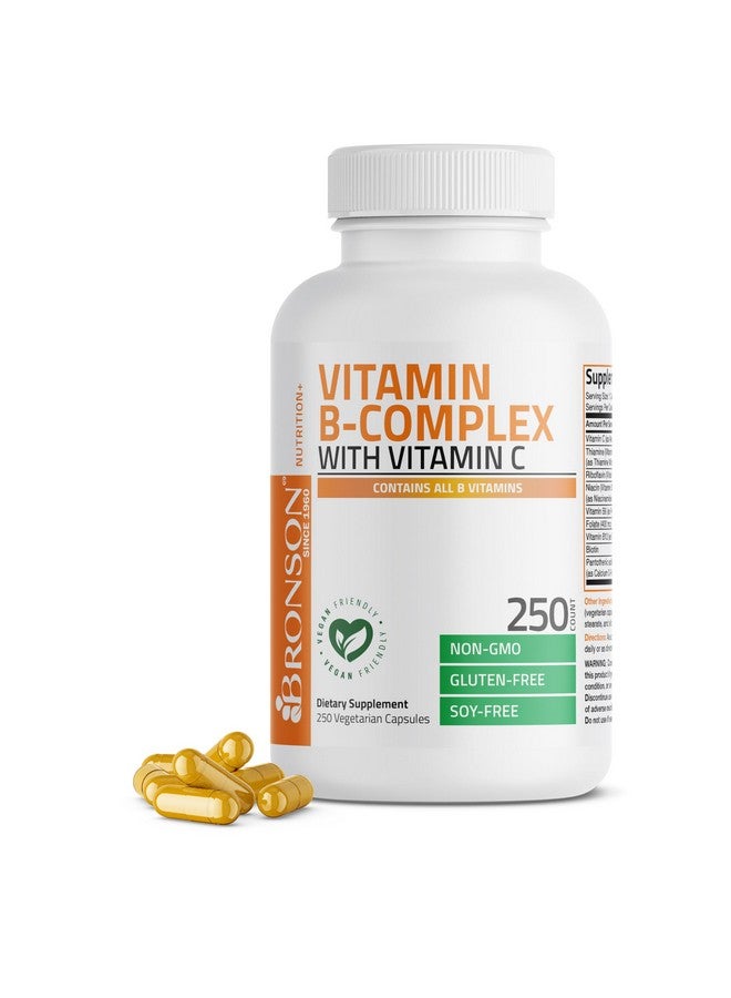 Bronson Vitamin B Complex with Vitamin C - Immune Health, Energy Support & Nervous System Support - Non-GMO, 250 Vegetarian Capsules - Image 1